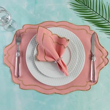 Imagem de Kit 12 Peças 6 Lugares Sousplat e Jogo Americano Realeza Bordado Dourado – Rosê