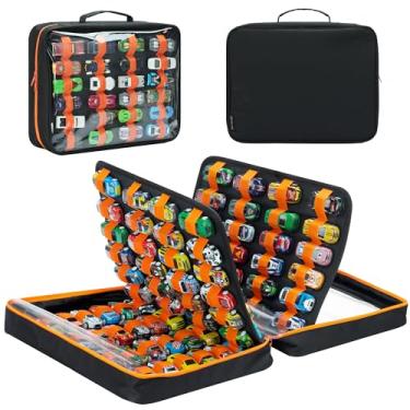 Imagem de Estojo de armazenamento de carros de brinquedo com 124 compartimentos com janela transparente, armazenamento de carros Matchbox comporta 124 carros fundidos, organizador de carros Matchbox compatível