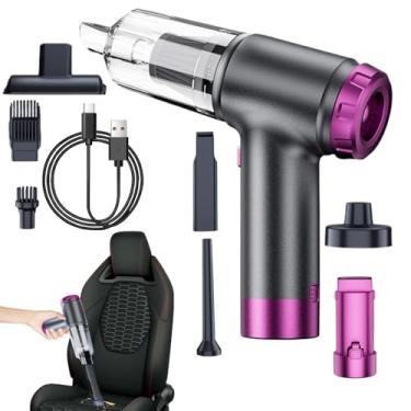 Imagem de Aspirador portátil sem fio, soprador 4 em 1 6000Pa | Aspirador de portátil sem escova, para painel de assento de veículo de caminhão, limpeza de PC, teclado de computador, detalhes de casa, mesa