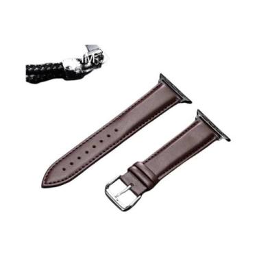 Imagem de Pulseira De Couro De Bezerro Genuíno Para iWatch 8 7 6 5 4 3 SE Apple 