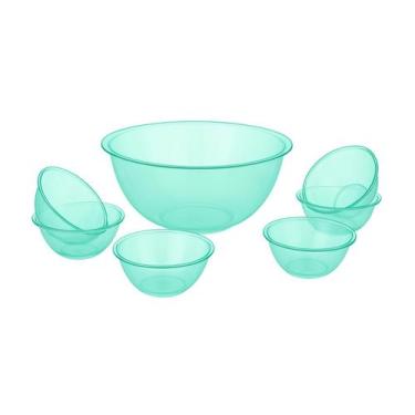 Imagem de Jogo com Tigela de Plastico e pote para Sobremesa Colors 7 Pecas - Erc