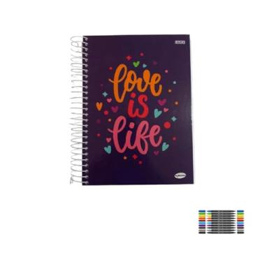 Imagem de Kit Caderno Feminino KBOM 20 Matérias Capa Dura 400 Folhas + Marcador Artístico Brush Dual Tip 10 Cores