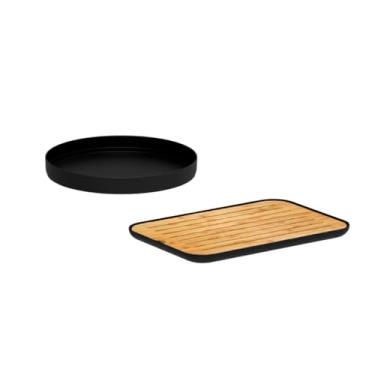 Imagem de Genérico, Tabua Migalheira Bambu Bandeja Giratoria Multiuso Preto