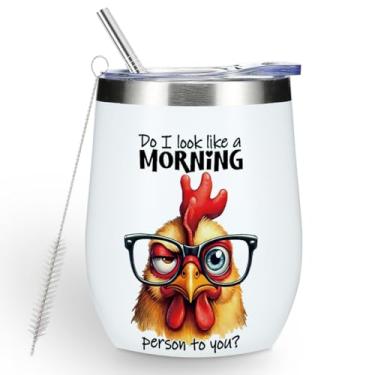 Imagem de Copo de vinho com citações engraçadas, presentes de frango sarcástico, decoração de frango, parede dupla, isolamento a vácuo, caneca de café, copo de vinho de 340 g com tampa para pai, avô