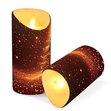 Imagem de Blueangle Pacote com 2 velas de árvore de Natal brilhantes sem chama com controle remoto e temporizador, velas LED cintilantes (7,6 cm x 9,9 cm) para decoração de casa, casamento, acampamento (158)