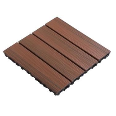 Imagem de SPXMQSS Decking composto, piso de jardim ao ar livre, telhas de deck interligadas WPC, para terraço de jardim, varanda, antiderrapante, fácil de instalar, ótima drenagem 30 x 30 x 2,2 cm C 11 peças