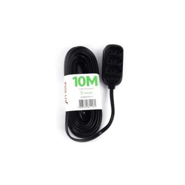 Imagem de Extensão Tripolar com 3 Tomadas 10 Metros Preta - Fiolux