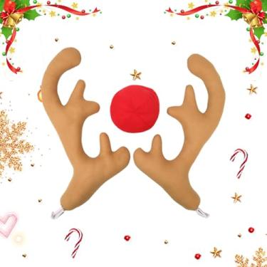 Imagem de Kit de decoração de chifres para carro | Decoração de Natal com chifres de rena para SUVs | Acessórios automotivos de decoração de Natal para caminhões, SUVs, veículos, carros