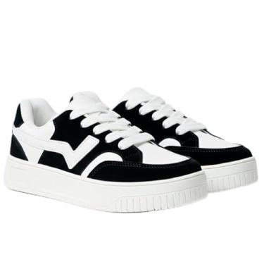 Imagem de Tenis Feminino Casual Cano Baixo New Orks Acolchodo Confortavel Academia Skate (PRETO BRANCO, BR, Adulto, Numérico, 35)