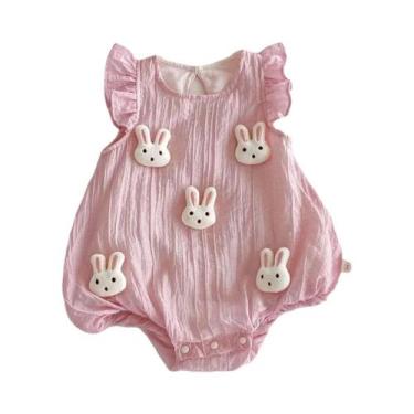 Imagem de Macacão De Algodão Para Bebê Menina Recém-Nascida Com Mangas Flutuante