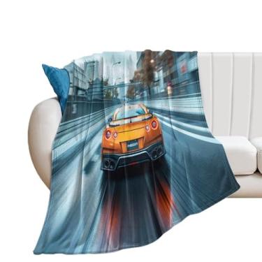 Imagem de HouLaiZhe Cobertor de flanela super macio R35 Motion Extreme Speed Cool Blur Leve Cobertor refrescante para sofá-cama, cadeira, sofá, carro, viagem ao ar livre, leve, quente, 127 x 152 cm