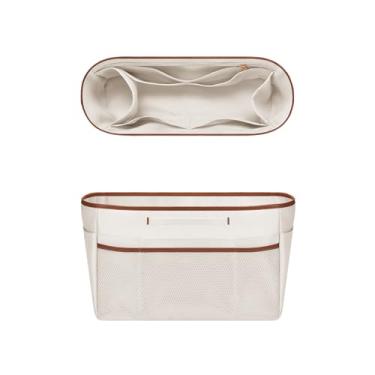 Imagem de GIVLEFLY Bolsa organizadora com vários bolsos, divisórias para bolsa interna com alça (32, branco) Forro leve com suporte de copo adequado para Longchamp, tamanho grande, médio, nunca e mais