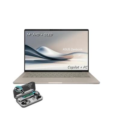 Imagem de ASUS Notebook Zenbook A14 ultrafino, tela FHD de 14 polegadas + OLED (1920 x 1200), Copilot + PC, Snapdragon X Plus, 8 núcleos, RAM DDR5 de 16 GB, SSD de 512 GB, Zabriskie Beige, TWE fones de ouvido