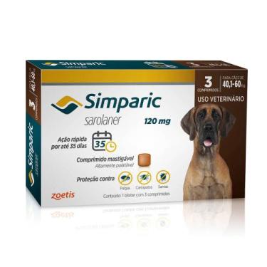 Imagem de Antipulgas e Carrapatos Simparic 120 mg para Cães de 40,1 a 60 kg com 