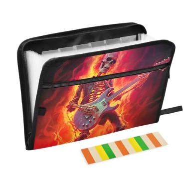 Imagem de Wassud Bone Guitarist Organizador de arquivos sanfonado com 13 bolsos, pastas expansíveis com abas e adesivos, tamanho carta A4, papel para recibos, documentos, pasta organizadora para viagens de