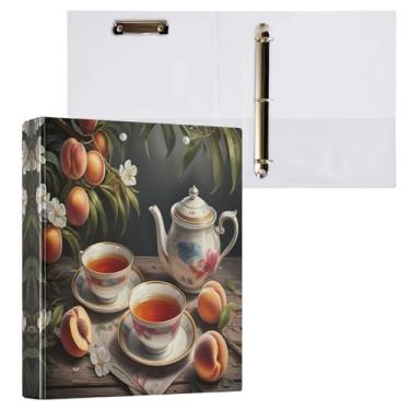 Imagem de STAYTOP Organizador de fichário redondo de chá da tarde, fichário de 3 anéis com prancheta (carta A4), fichário fofo para material de escritório escolar