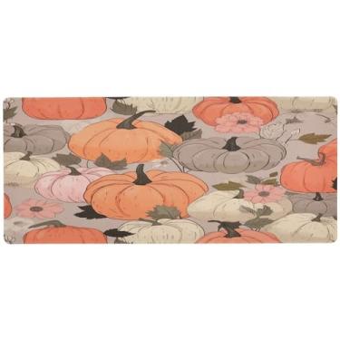 Imagem de Wassud Mouse pad colorido abóboras para jogos com base de borracha antiderrapante, mouse pad longo para teclado de computador com borda costurada, almofada grande à prova d'água para escritório, casa