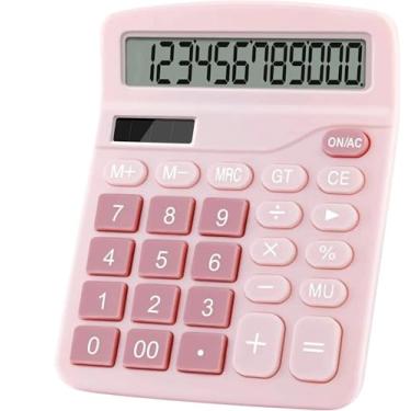 Imagem de Calculadora de mesa de escritório, calculadora fofa para crianças, calculadoras básicas de mesa, calculadoras financeiras simples de potência dupla com botão grande, tela grande para escritório, casa