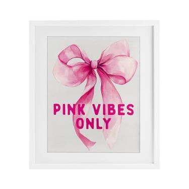 Imagem de Stupell Industries Girly Pink Vibes Only Impressão emoldurada branca sob vidro, design por Lettered and Lined, 16 x 13
