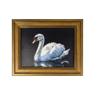 Imagem de AELS Arte de parede vintage emoldurada em ouro para sala de estar, impressões de pintura em tela de cisne branco, decoração de casa elegante, arte de parede estética para quarto e banheiro, ideia de