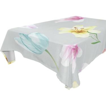Imagem de Burbuja Toalha de mesa aquarela lírios tulipas, toalha de mesa retangular, anti-rugas, grossa para decoração de jantar, cozinha, festa, 152 x 304 cm