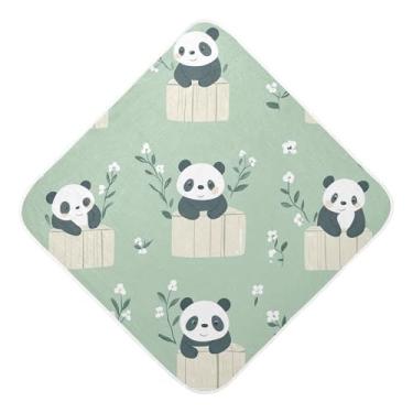 Imagem de STAYTOP Toalhas de bebê fofas de musselina panda com capuz, toalha de banho super macia, toalhas de banho absorventes para banho recém-nascido unissex 89 x 89 cm