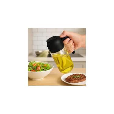 Imagem de Galheteiro Dosador para Azeite e Vinagre, 470ml, Vidro Transparente com Bico em Aço Inox, 18cm x 7,5cm