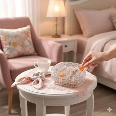 Imagem de Porta Joia Organizador Acrílico Caixa Armazenamento Transparente com Divisórias