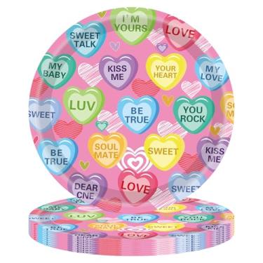 Imagem de 32 pratos de festa do dia dos namorados, pratos de papel coloridos de 18 cm, corações de amor, descartáveis, pratos de sobremesa, pratos de papel dos namorados, pratos de sobremesa, para casamento,