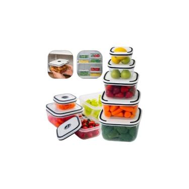 Imagem de Conjunto 5 Potes Herméticos de Plástico com Tampa, Transparente com Tampa Branca, 400ml, 650ml, 1000ml, 1500ml, 2000ml