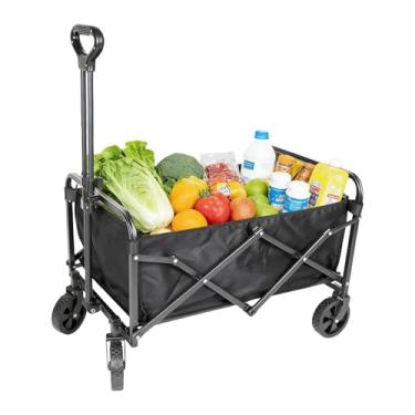 Imagem de Carrinho de Feira Dobrável Multiuso - Capacidade 150L, Haste Ajustável, Resistência 100kg, Leveza 4.05kg, Tela Oxford 600D - Ideal como Carrinho de Praia, Compras, Carga, Ferramentas