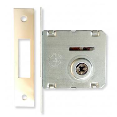 Imagem de Fechadura Auxiliar Tetra 440BR, Branca, Roseta Redonda, Broca 40mm, Aço Carbono e Latão, para Portas Internas e Externas