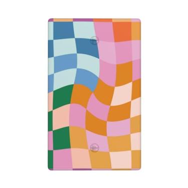 Imagem de Indokyeyqaz Placa decorativa de interruptor de luz para dispositivo de xadrez colorido, placa de interruptor de luz decorativa, 1 placa de interruptor e tampa de tomada 7 x 11,4 cm para cozinha