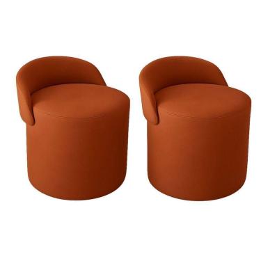 Imagem de Kit 2 Puff Orgânico Encosto Suede Redondo Quarto Sala Estar Terracota