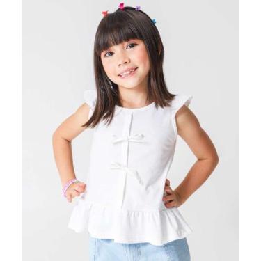 Imagem de Blusa Infantil Laços Babado Marisa Tam 1 a 3 Off White-78168, Off whit