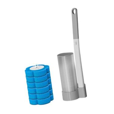 Imagem de Llazsybz Conjunto de Escova Sanitária Descartável, Limpador E Suporte de Parede para Vaso Sanitário, Cinza, Tamanho real