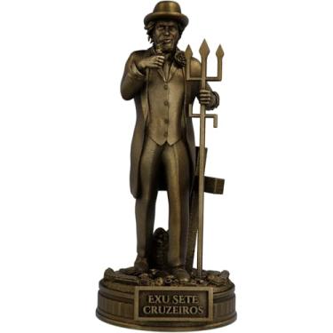 Imagem de Estátua Exu Sete Cruzeiros Umbanda Candomblé (Cor Ouro Velho)