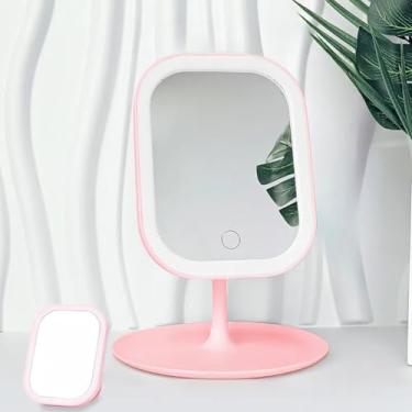 Imagem de CWPJUNDGP Espelho de LED com espelho de luz para espelho de mesa de dormitório