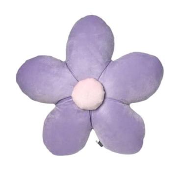 Imagem de Almofada Flor Margarida De Pelúcia Decoração sofá Quarto Sala 40x40cm(Lilas Claro)
