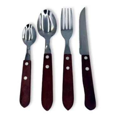 Imagem de Jogo De Talher Faqueiro Madeira Porta Talher Com Divisória