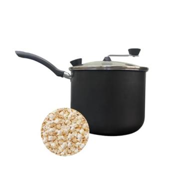 Imagem de Panela Pipoqueira Antiaderente com Tampa de Vidro, Alumínio Premium, 4,3 Litros, 20 cm de Diâmetro, Preto