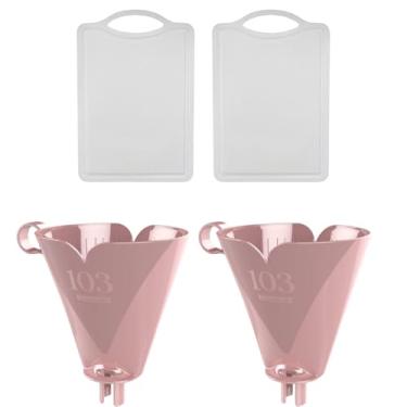 Imagem de Kit com 2 Suporte de Filtro de Café Rosa 103 + 2 Tábua de Corte Plástica Atóxica Branca