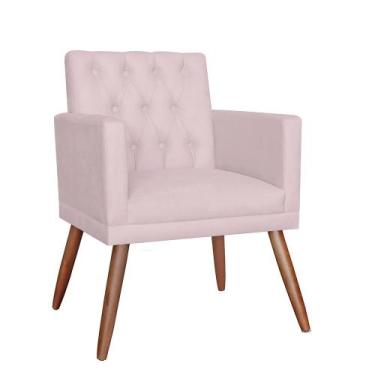 Imagem de Poltrona Decorativa Pés Palito Nina Encosto Estilo Capitonê Rosê - DS 