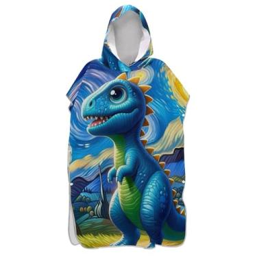 Imagem de Poncho de surfe para adultos trocador de roupas de banho de praia com capuz plus size unissex adulto poncho com capuz fofo dinossauro noite estrelada