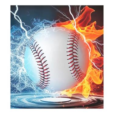 Imagem de Capas magnéticas decorativas para lava-louças de beisebol Water Fire para decoração de cozinha 58 cm L x 66 cm A