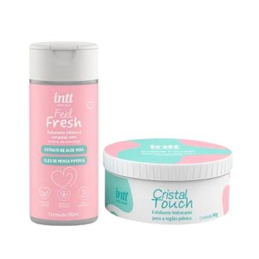 Imagem de Conjunto Esfoliante Corporal Cristal Touch + Sabonete Líquido Unissex Vegano Feel Fresh Aroma Morango, Uso Externo