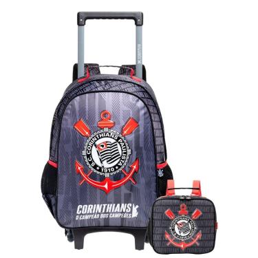 Imagem de Kit Corinthians Timão Mochila Roda 2Em1 + Lancheira Térmica
