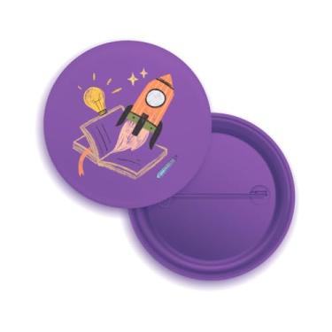 Imagem de Broches com Design de Foguete e Livro, Tema Educacional e Inovação, Branco, Pack com 10 Unidades (40, Roxo)