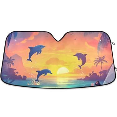 Imagem de Guarda-sol fofo de animal engraçado personalizado para para-brisa de carro protetor solar retrátil dobrável engraçado para para-brisa dianteiro de carro impressões de animais M, 139,7 cm x 70,1 cm