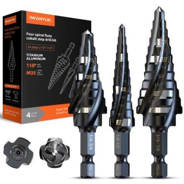 Imagem de Brocas de degrau 1WANYUE M35 Cobalt HSS 3PCS 3-22 mm Haste hexagonal